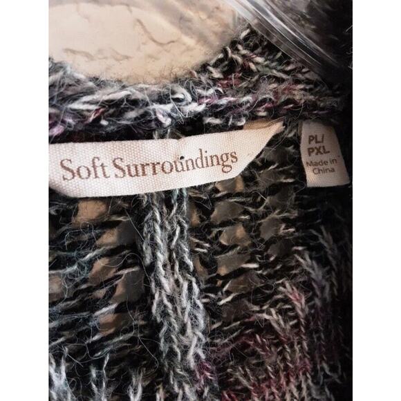 Soft Surroundings Pendley Cable Knit Sweater Wool Blend Midi Open Cardigan PL-XL - Picture 4 of 7